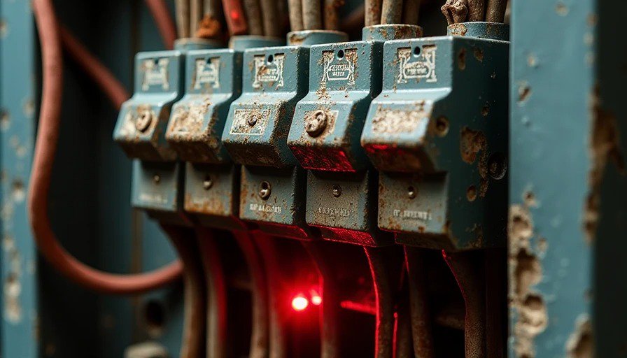 Dangerous outdated electrical panel internals