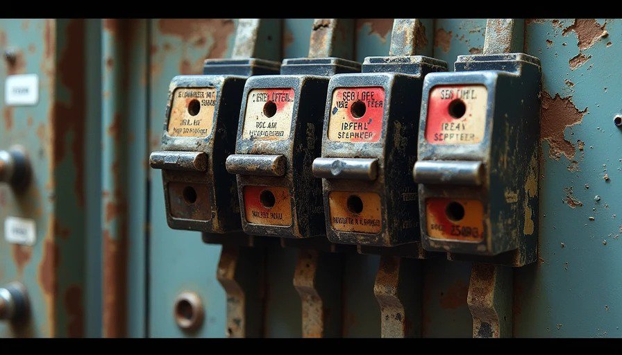 Outdated electrical panel with potential hazards