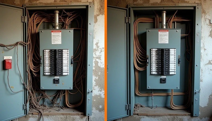 Electrical panel before and after a necessary upgrade Old vs new electrical panel upgrade